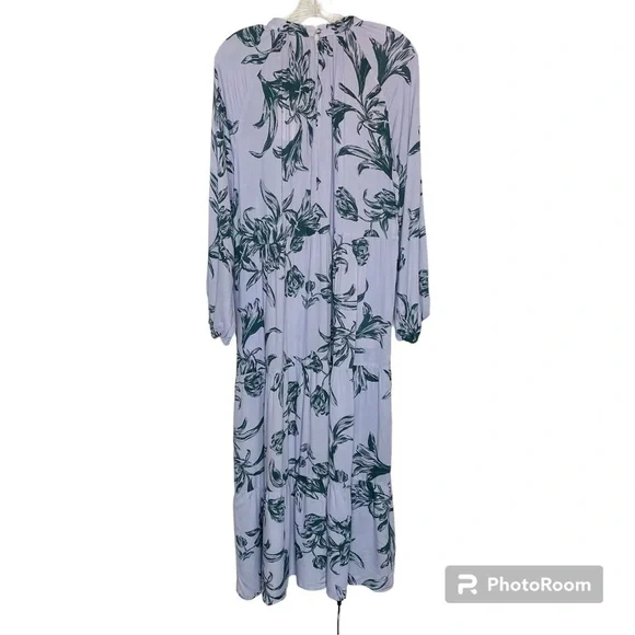 A New Day Floral Balloon Sleeve Tiered Midi Dress - Picture 7 of 12